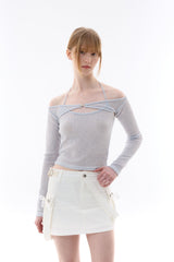  UNBALANCE CAGO SKIRT PANTS / WHITE
