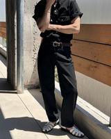 [SET UP가능] Cotton semi wide denim pants(2color)
