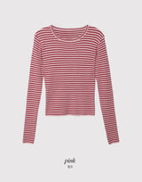 Slim Fit Crop Border Rib Knit (4color)
