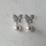 Butterfly and Pearl Piercing - Silver Color