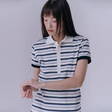 ストライプピケリブTシャツ (MULTI)