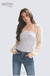 Vanilla Stripe Bolero Top Set