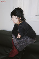 Black Angora Turtleneck Cardigan Knitwear