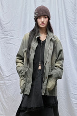 Washed High-Neck Field Jacket_Khaki