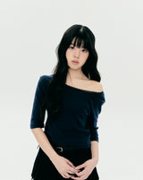 LETTER LACE TOP (NAVY)