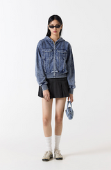 Odd-Signature-Denim-Sweat-Crop-Zip-Up - 2COLOR