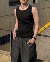 Cutting Line Ribbed Sleeveless Top