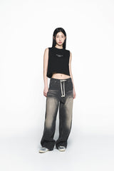 25SS BASIC LOGO WOMAN CROP SLEEVELESS BLACK
