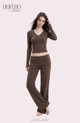 マリー ピンク Vネック トレーニング セットアップ(pants)