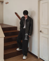 Aubert Lettering Wide Denim Pants