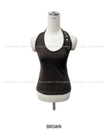 Moni mother of pearl button halter sleeveless