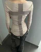 Cross back shoulderless sleeve