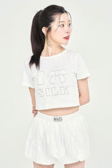 ワッペンステッチ半袖ミニTシャツ