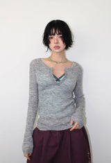 BUTTON SLIM KNIT