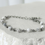 ss-Nature beads+ chain bracelet_white