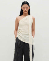 One Shoulder Lace Top _ IVORY