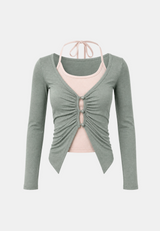 Nevia Shirring Cardigan Set
