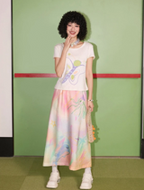 ハンドペイントドレープエフェクトAラインスカート