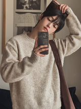 [wool 10%] ハガブルツートーンミックスモヘアニット