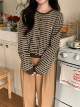 [MADE] [Planning] Slits Stripe Round Cardigan