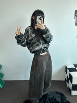 2ウェイ🤎 ノルディックフーディーセミクロッピードジップアップジャケット 🤎💙🩶2カラー