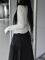 minimal pleated long sleeve T (3color)