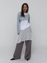 Floral Lace Midi Skirt_White