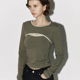 Cutout crop tee Khaki