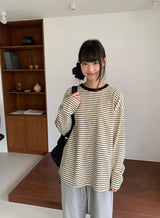 [ユニセックス]ケンッパストライプオーバーラウンドロングスリーブTシャツ