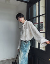 Marl flare denim pants