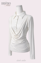 Lily Shirring Shirt Long Sleeve Top
