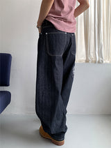 HERRINGBONE NONFADE BALLOON JEANS