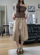 Node cut string cotton bermuda shorts