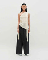 One Shoulder Lace Top _ IVORY