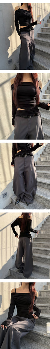 ストラップオフショルダー長袖(3color)