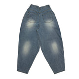 Wrap denim balloon pants
