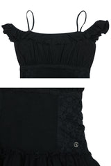 PETAL RUFFLE DRESS black