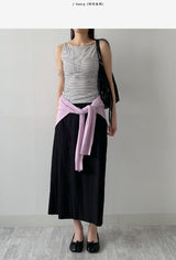 Tencel Striped Boat Neck Sleeveless