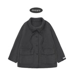HANDMADE WOOL HALF COAT (Deep Gray)
