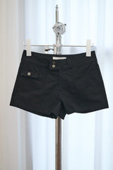 ダブルボタン コットンショーツ(Black/2size)