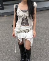 Fold leather boots