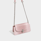 Luxury Croc-Embossed Mini Square Bag Chain Handle Crossbody Shoulder Bag