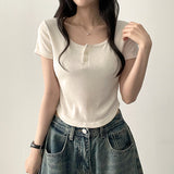 Deemo span button short sleeve tee