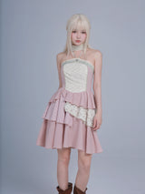 ROSE ISLAND The girl guarding the island, a dress made with irregular fabric patches, fairycore