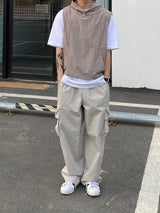 Snap Hooded Nylon Vest 3C