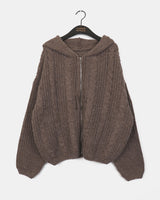 Choc Thick wool Bokashi twisted hoodie knitwear zip-up