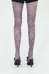 DYB STOCKING #05 PURPLE CHECK TILE