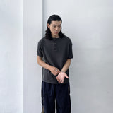 Mineral Grey Button-Neck Tee