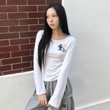 サハラレオパードクロスUネックスモールロゴロングスリーブT (2Color)