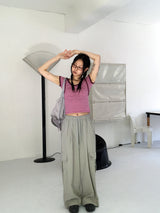 Horsher rustling nylon pintuck two-way cargo pants